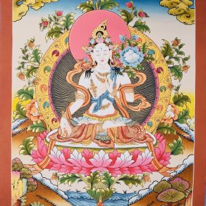White Tara (Sitatara) Traditional Tibetan Thangka Painting